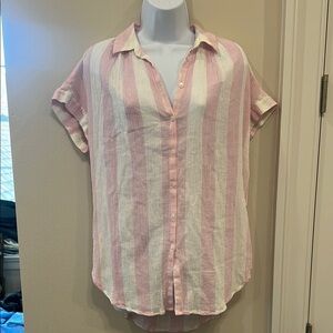 Madewell Pink and White Striped Button Down Shirt